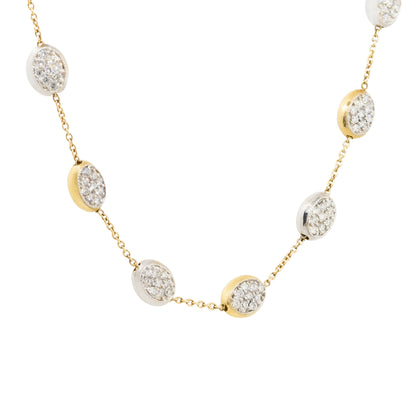 18k Two Tone 0.45ctw Diamond Pave Long Pebble Necklace