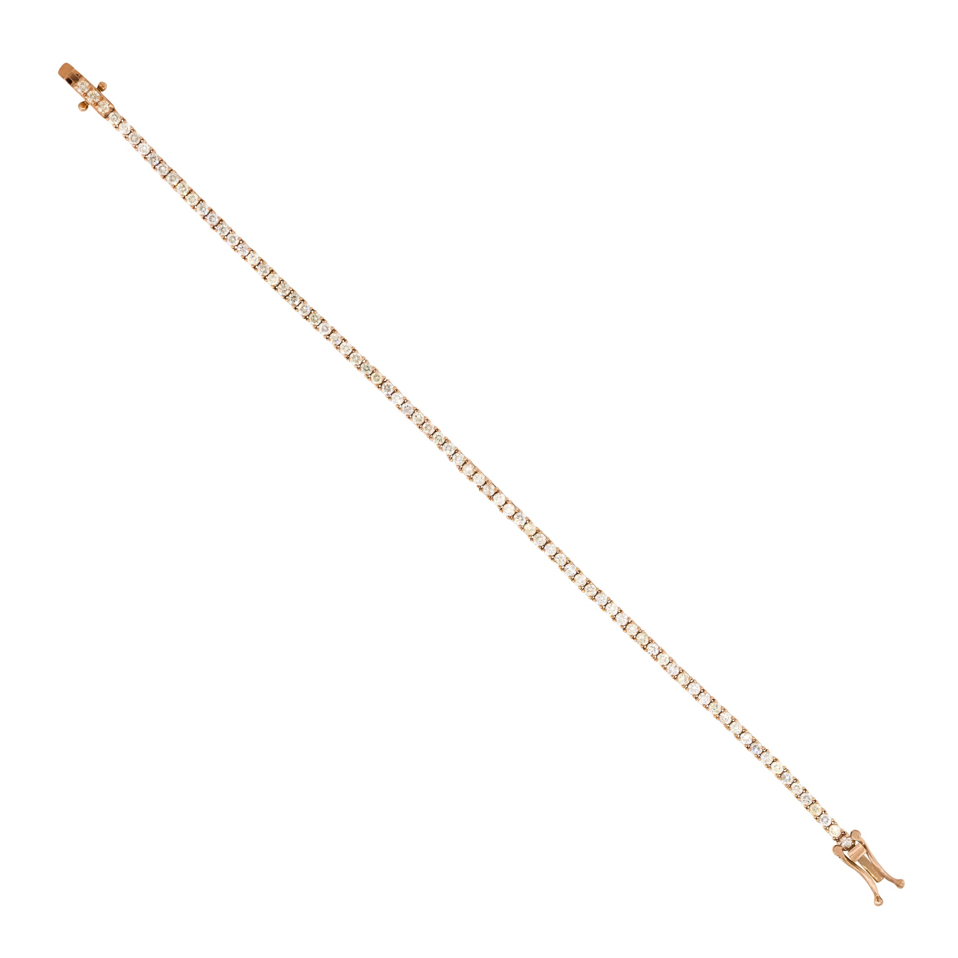 14k Rose Gold 2.66ctw Round Brilliant Diamond Tennis Bracelet