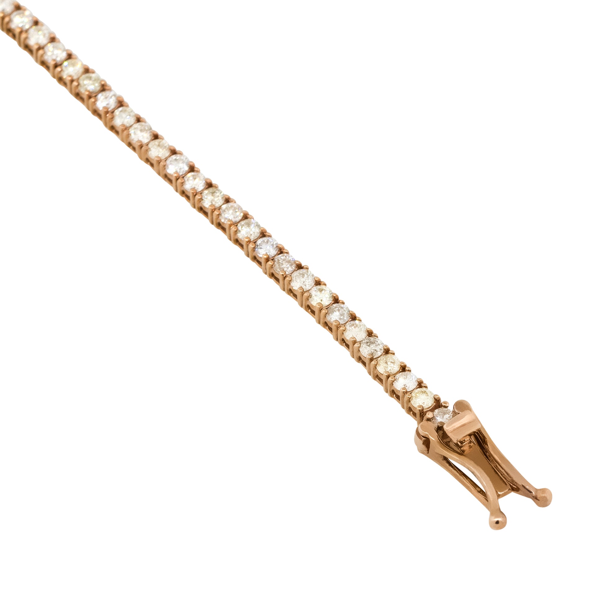 14k Rose Gold 2.66ctw Round Brilliant Diamond Tennis Bracelet