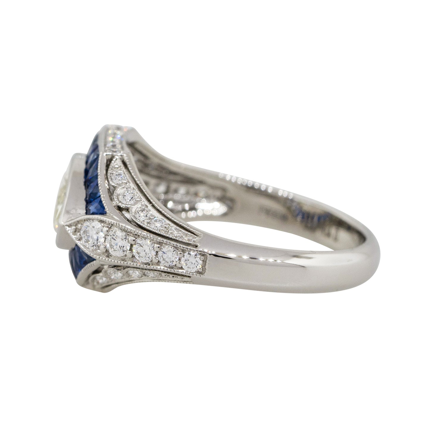 Platinum 1.01ct Marquise Diamond Center Sapphire Ring