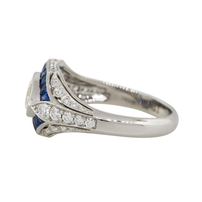 Platinum 1.01ct Marquise Diamond Center Sapphire Ring