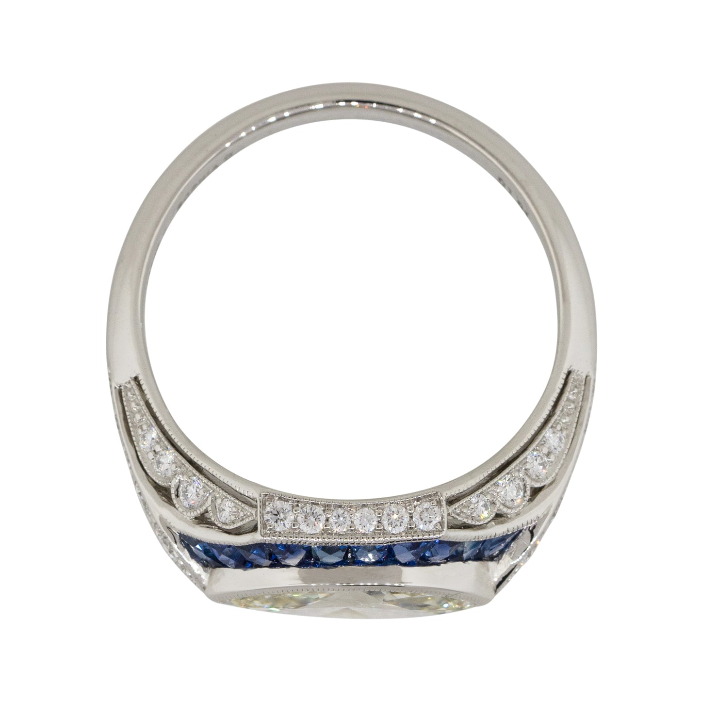 Platinum 1.01ct Marquise Diamond Center Sapphire Ring