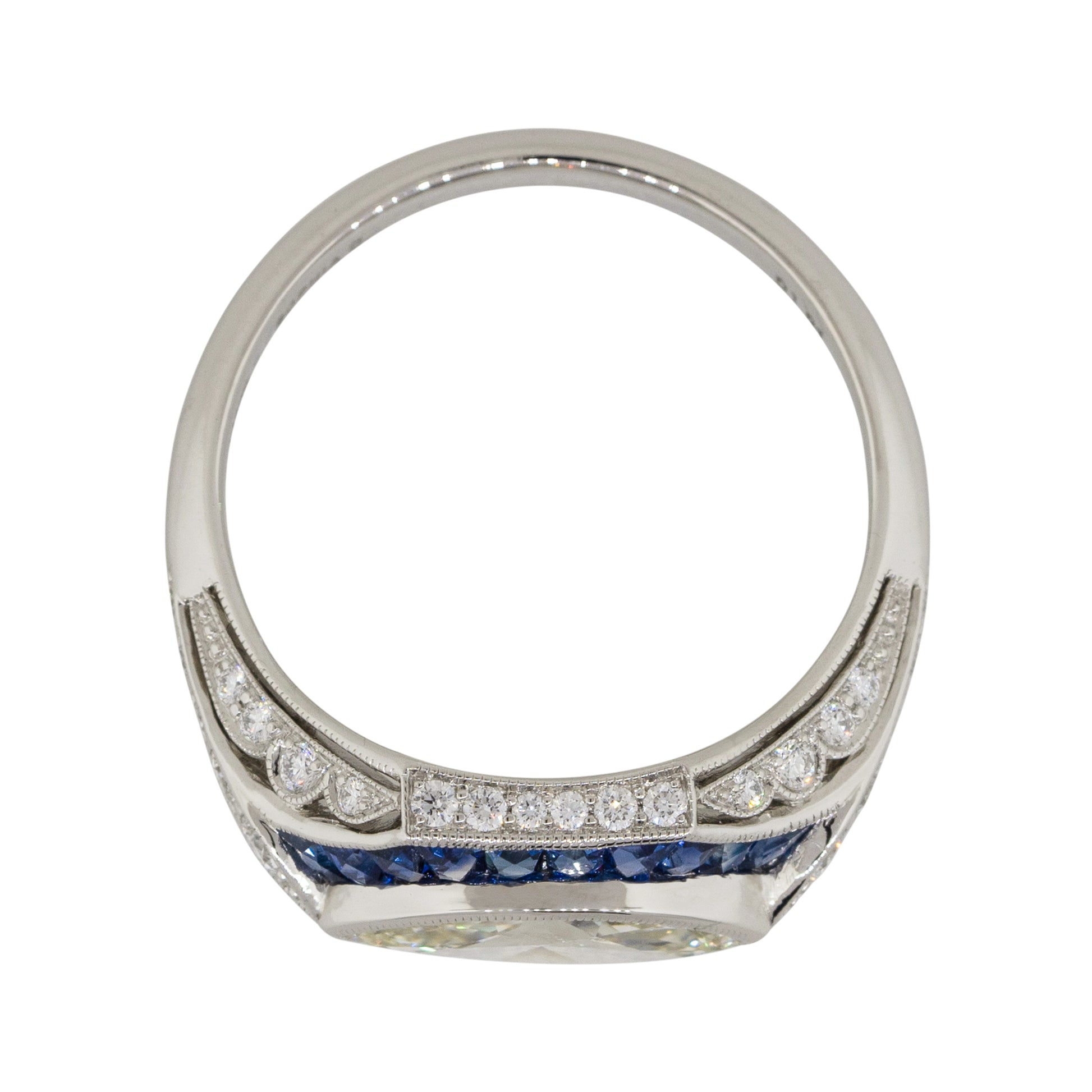 Platinum 1.01ct Marquise Diamond Center Sapphire Ring