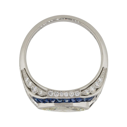 Platinum 1.01ct Marquise Diamond Center Sapphire Ring