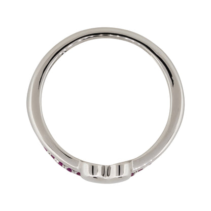 14k White Gold 0.25ctw Round Ruby Heart Shape Double Row Ring