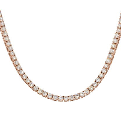 14k Rose Gold 6.62ctw Round Diamond 18" Tennis Necklace