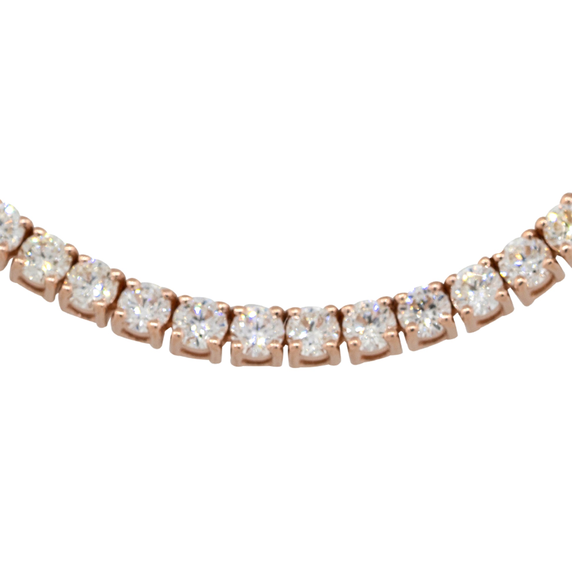 14k Rose Gold 6.62ctw Round Diamond 18" Tennis Necklace