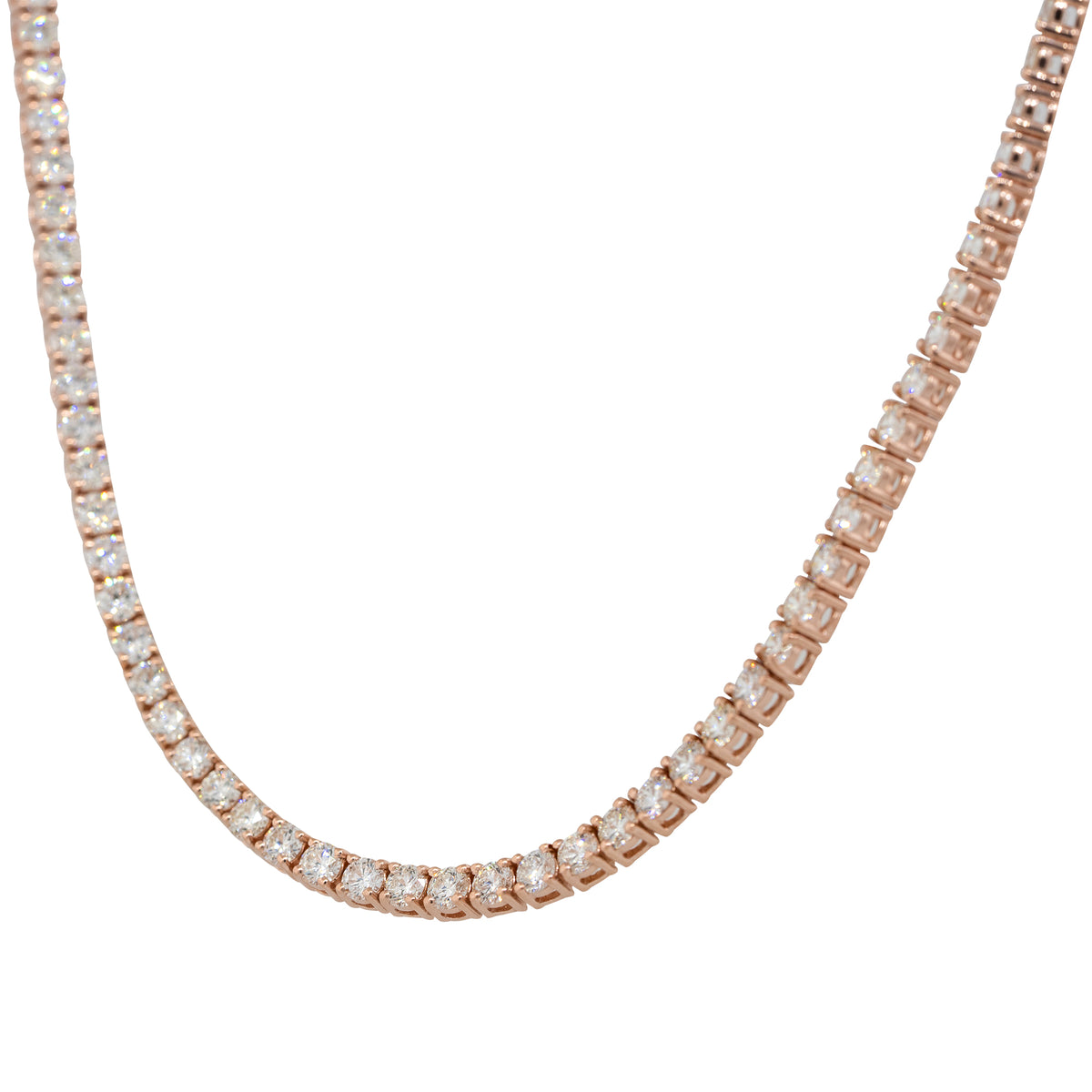 14k Rose Gold 6.62ctw Round Diamond 18" Tennis Necklace