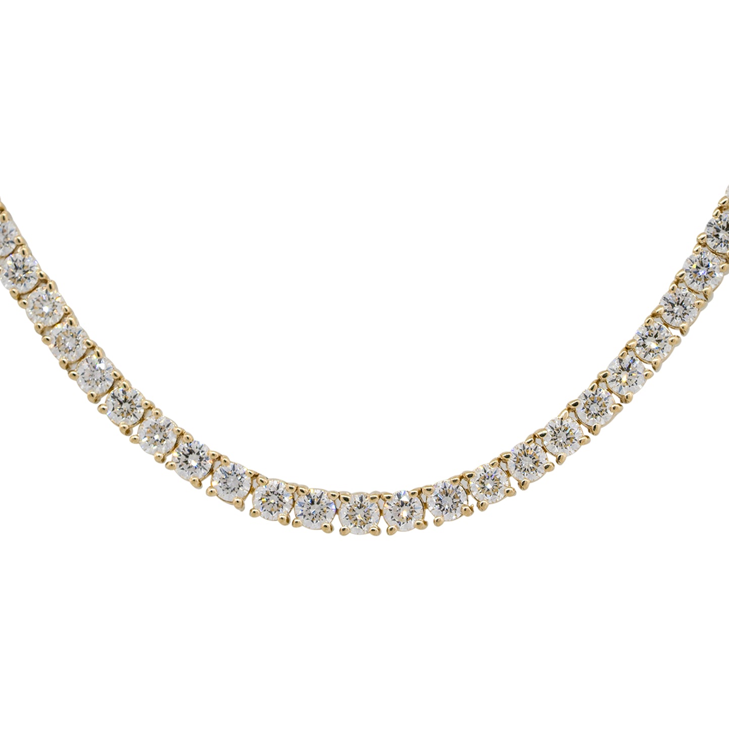 14k Yellow Gold 7.08ctw Round Cut Diamond 20" Tennis Necklace