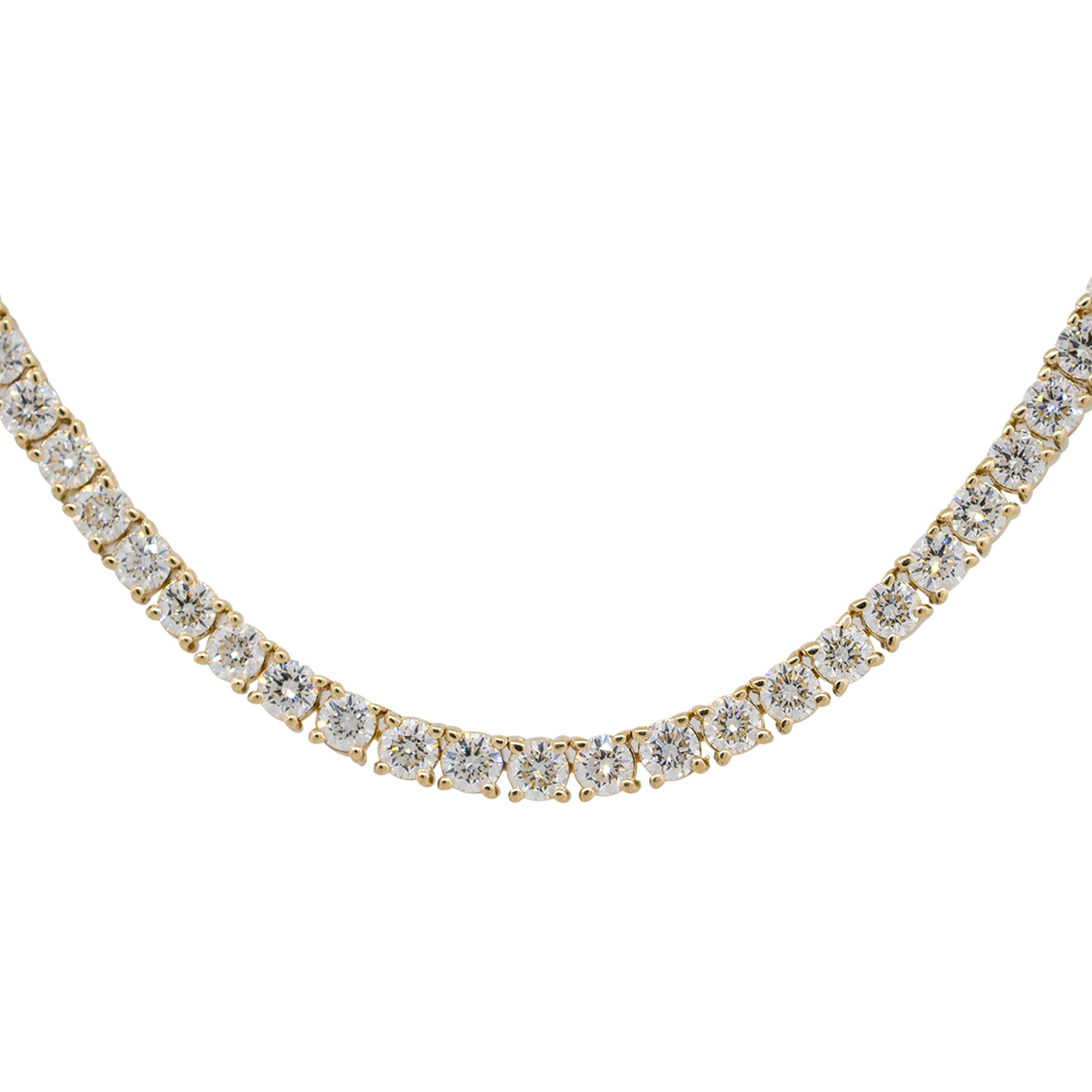 14k Yellow Gold 7.08ctw Round Cut Diamond 16" Tennis Necklace