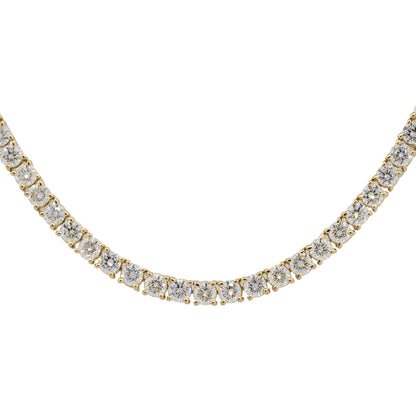 14k Yellow Gold 7.08ctw Round Cut Diamond 16" Tennis Necklace