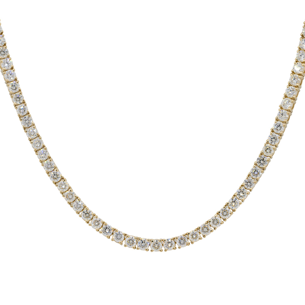 14k Yellow Gold 7.08ctw Round Cut Diamond 16" Tennis Necklace