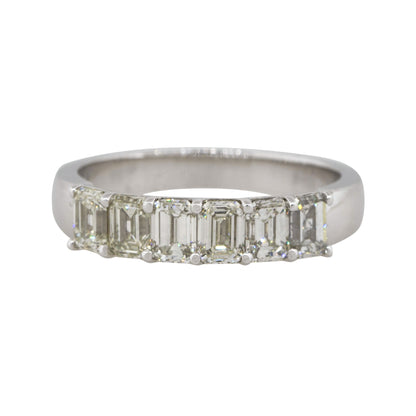 18k White Gold 1.40ctw Emerald Cut Diamond Six Stone Ring