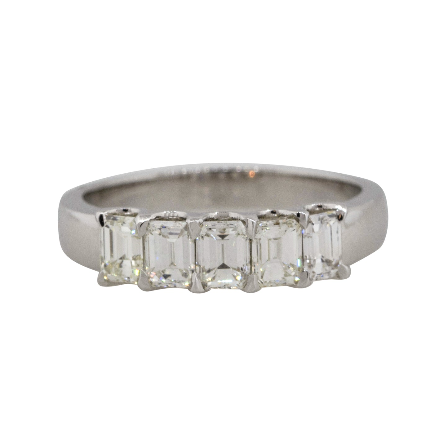 18k White Gold 1.19ctw Emerald Cut Diamond Five Stone Ring