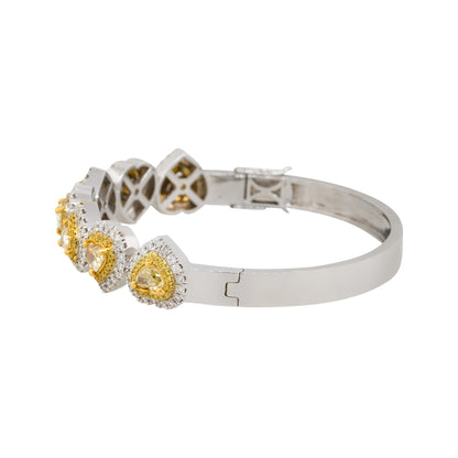 18k White Gold Natural 5.84 Carat Fancy Yellow Heart Diamond Bangle