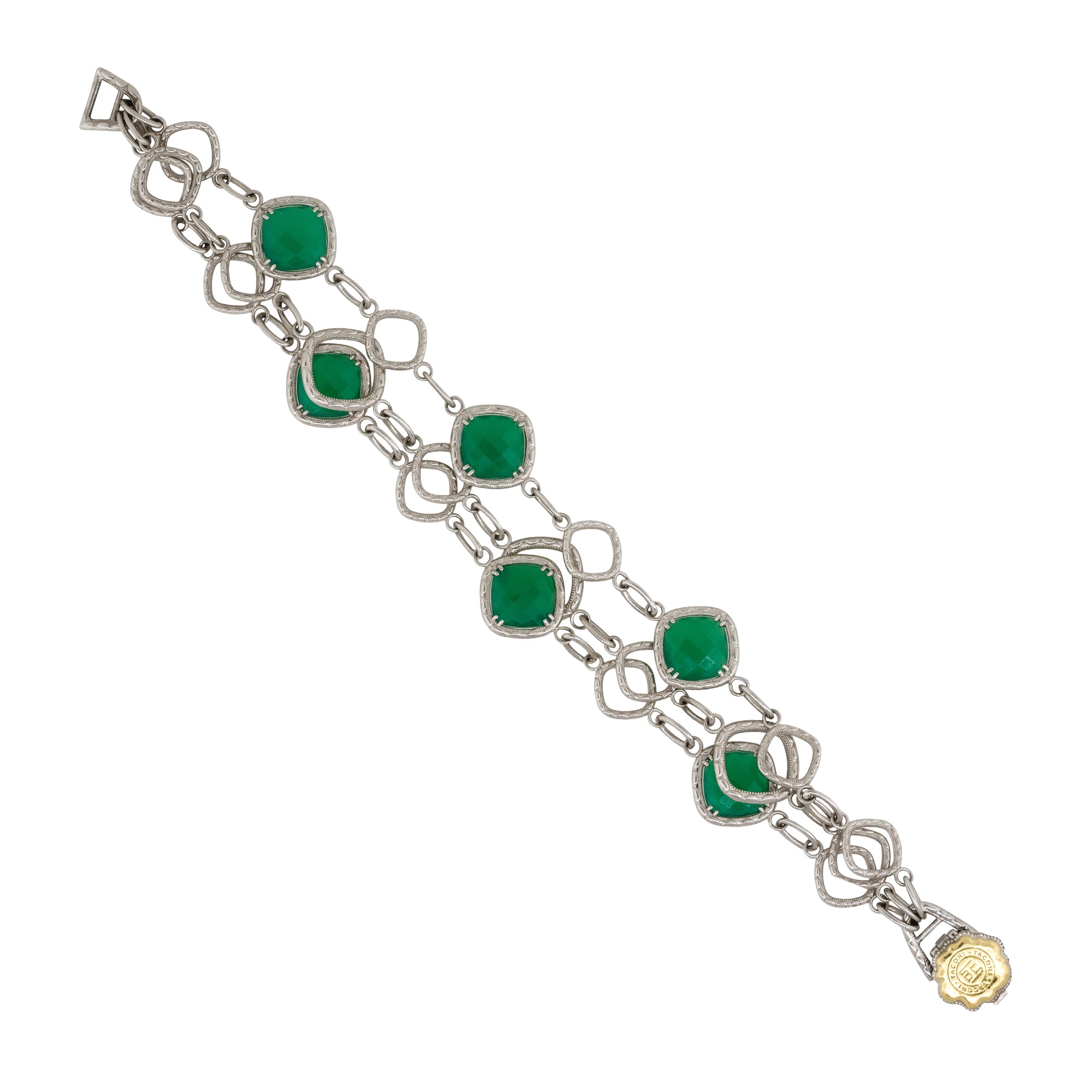 Tacori Sterling Silver Green Onyx Gathered Gem Bracelet
