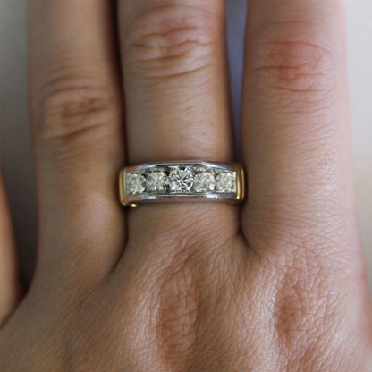 14K Two Tone Diamond Mens Wedding Band