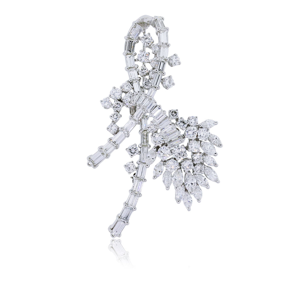 Platinum 6ctw Diamond Vintage Brooch Pin
