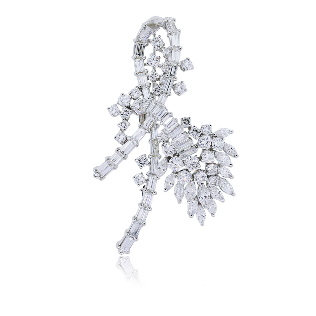 Platinum 6ctw Diamond Vintage Brooch Pin
