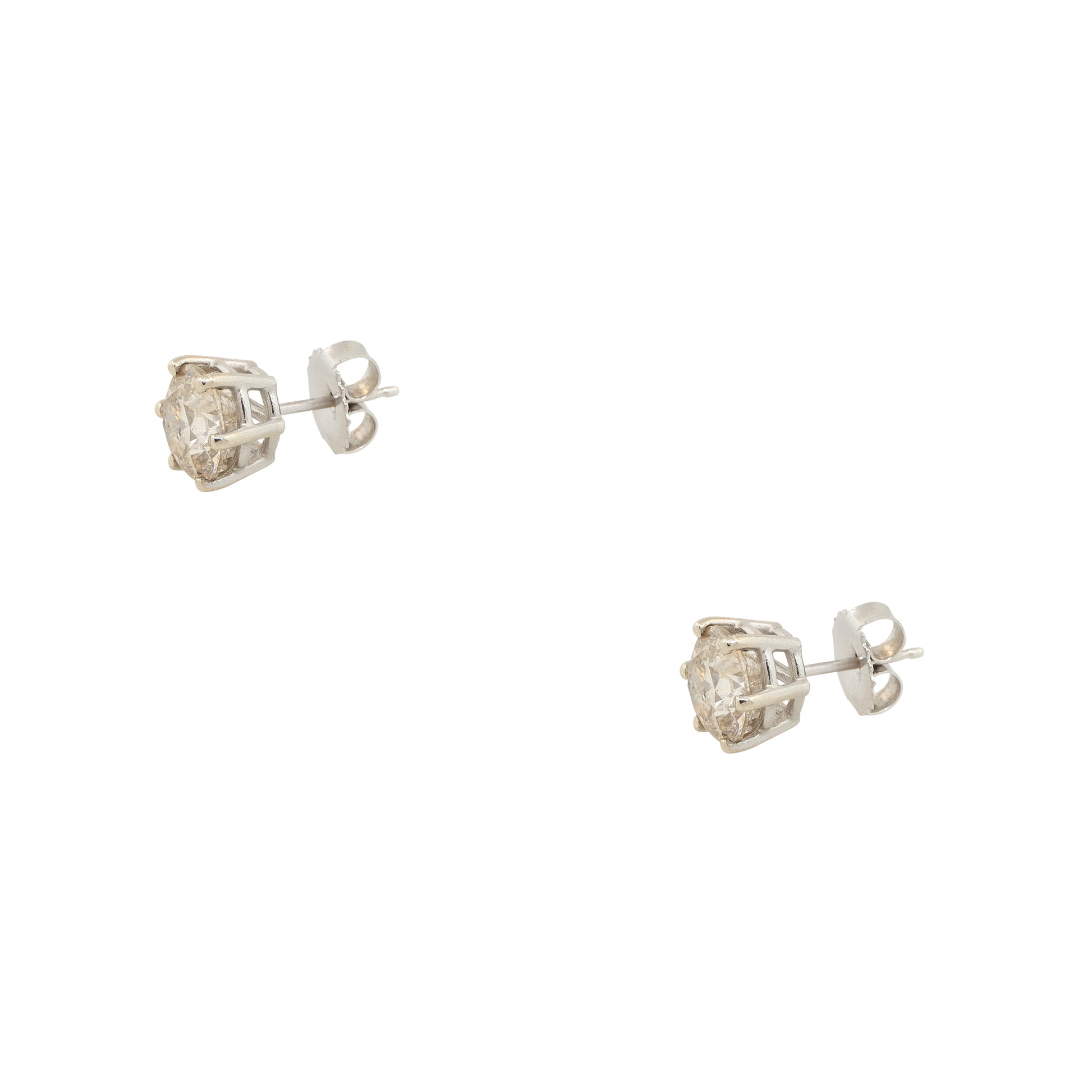 14k White Gold 3.37ctw Diamond Stud Earrings