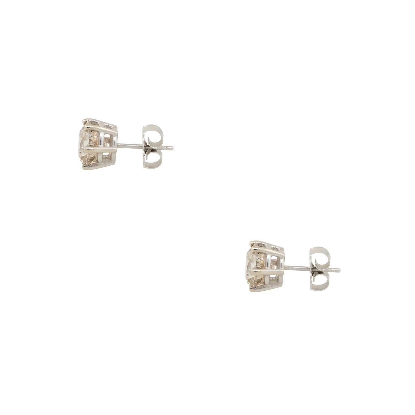 14k White Gold 3.37ctw Diamond Stud Earrings