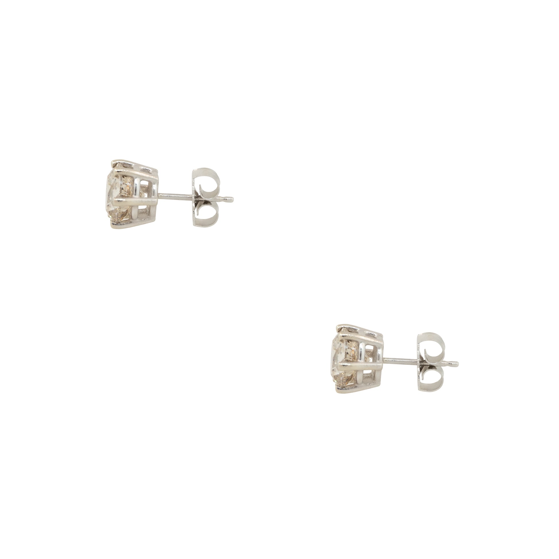 14k White Gold 3.37ctw Diamond Stud Earrings