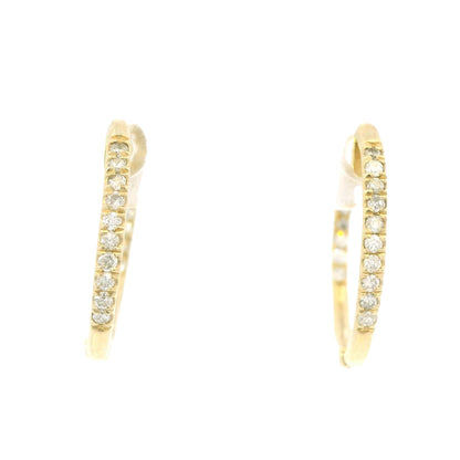 14K Yellow Gold Natural Round Brilliant Diamond Small Thin Hoop Earrings