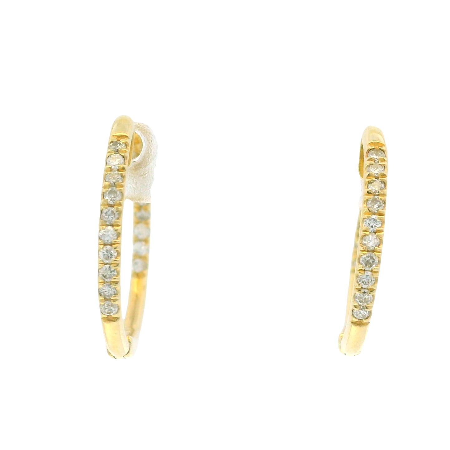 14K Yellow Gold Natural Round Brilliant Diamond Small Thin Hoop Earrings
