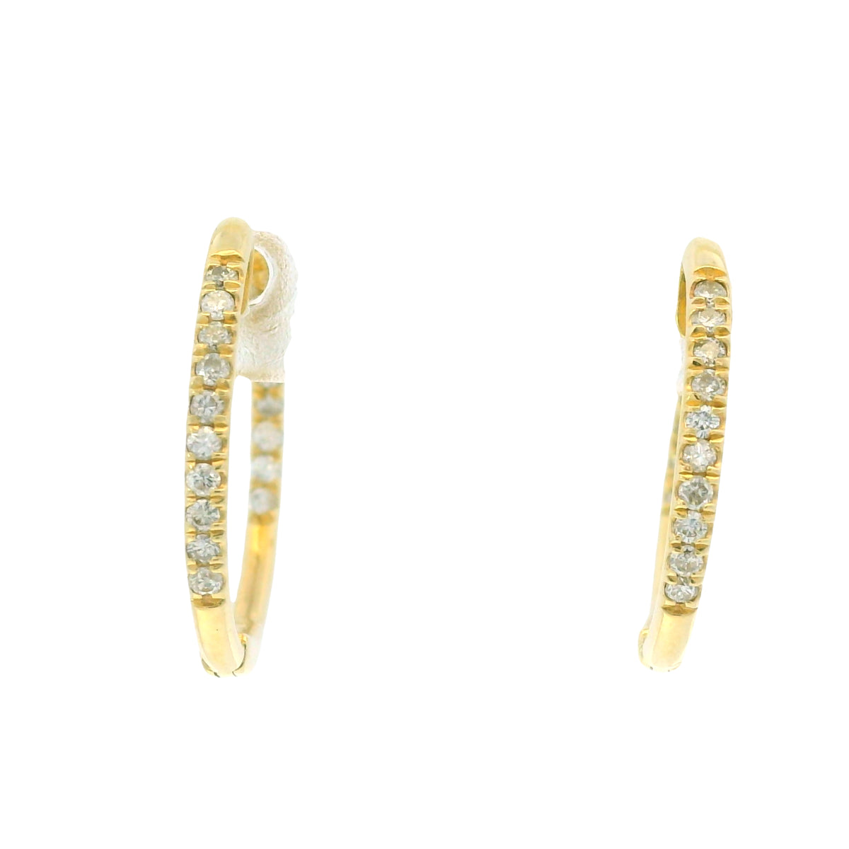 14K Yellow Gold Natural Round Brilliant Diamond Small Thin Hoop Earrings