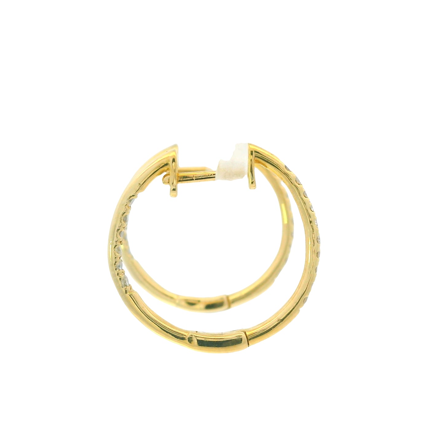 14K Yellow Gold Natural Round Brilliant Diamond Small Thin Hoop Earrings