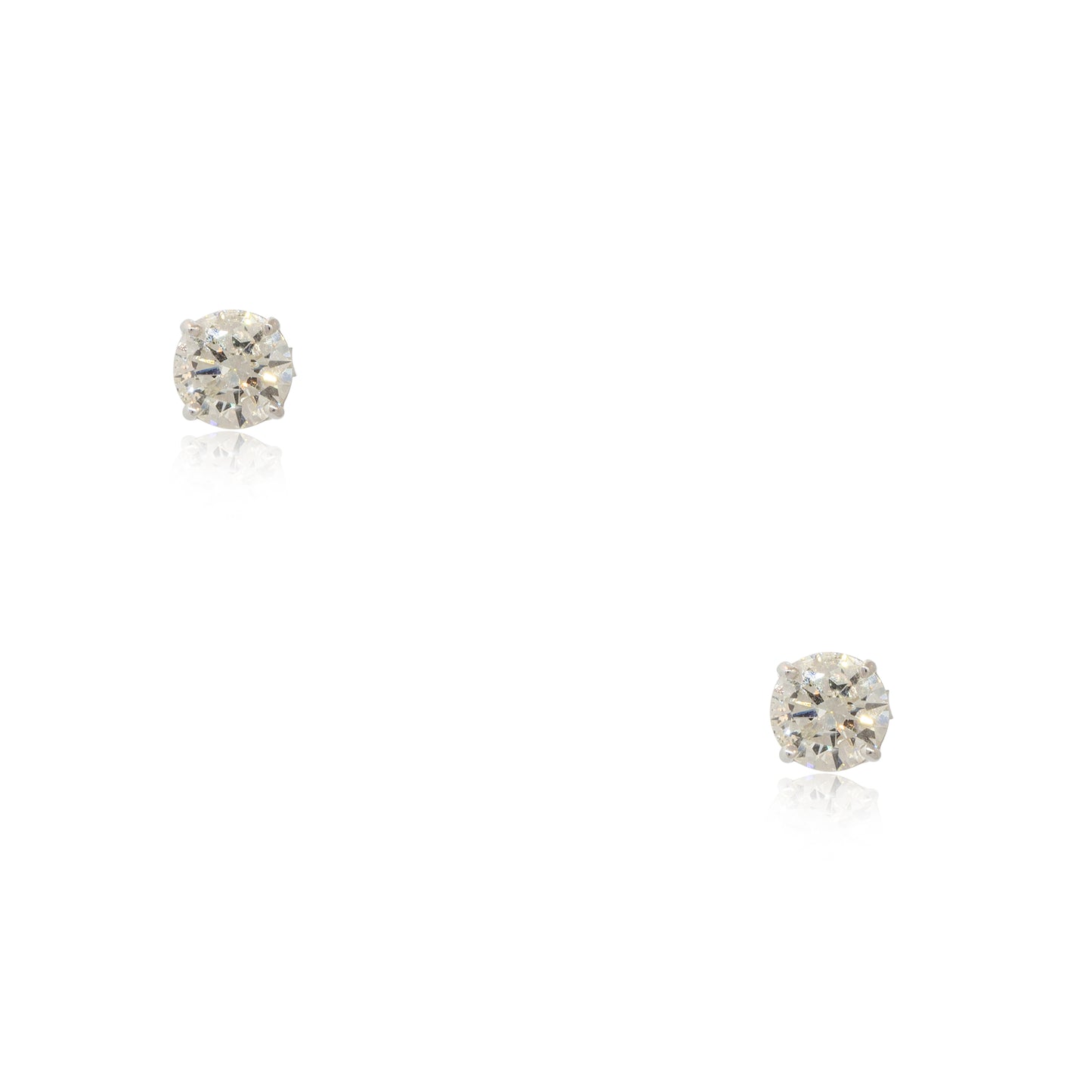 14k White Gold 3.03ctw Diamond Stud Earrings