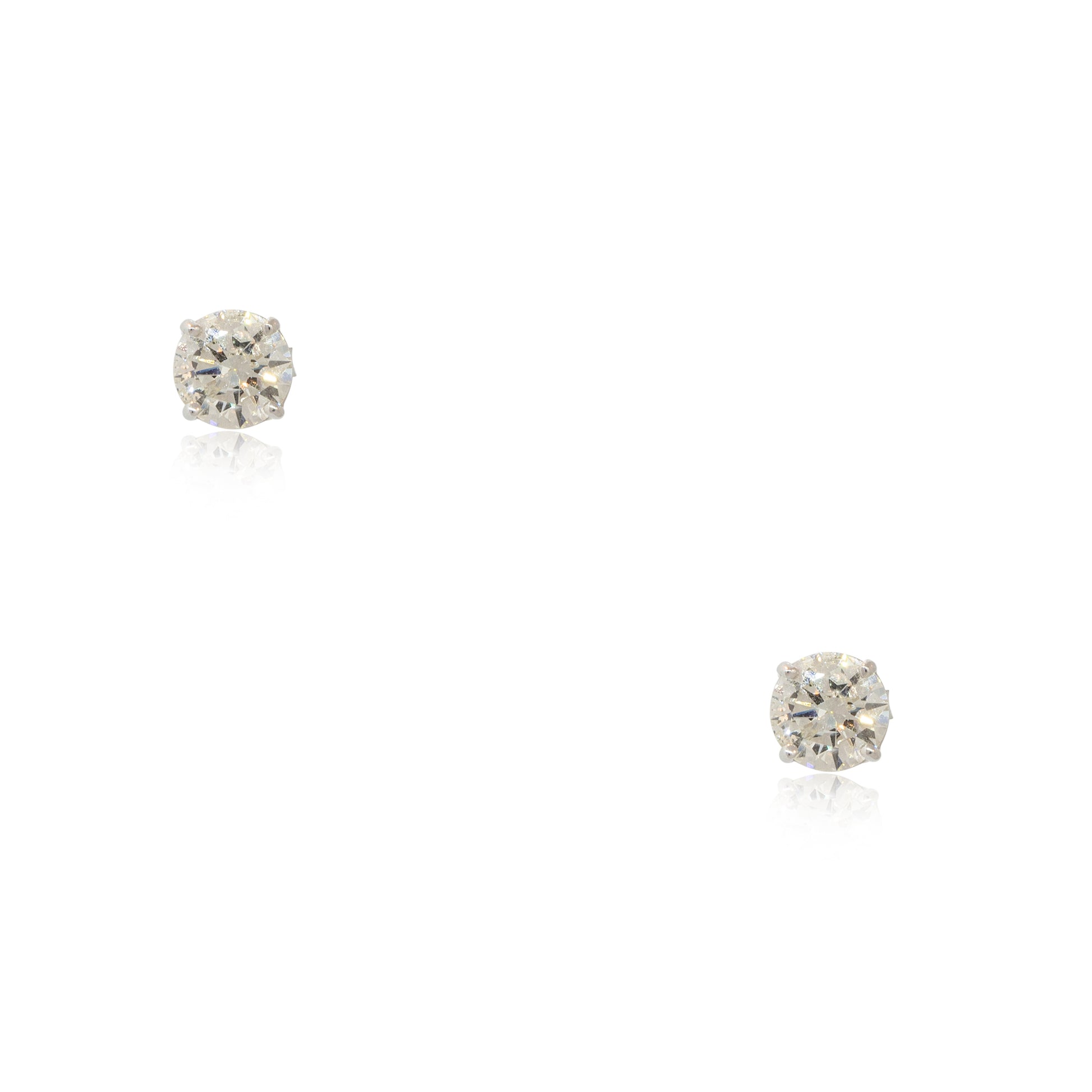 14k White Gold 3.03ctw Diamond Stud Earrings
