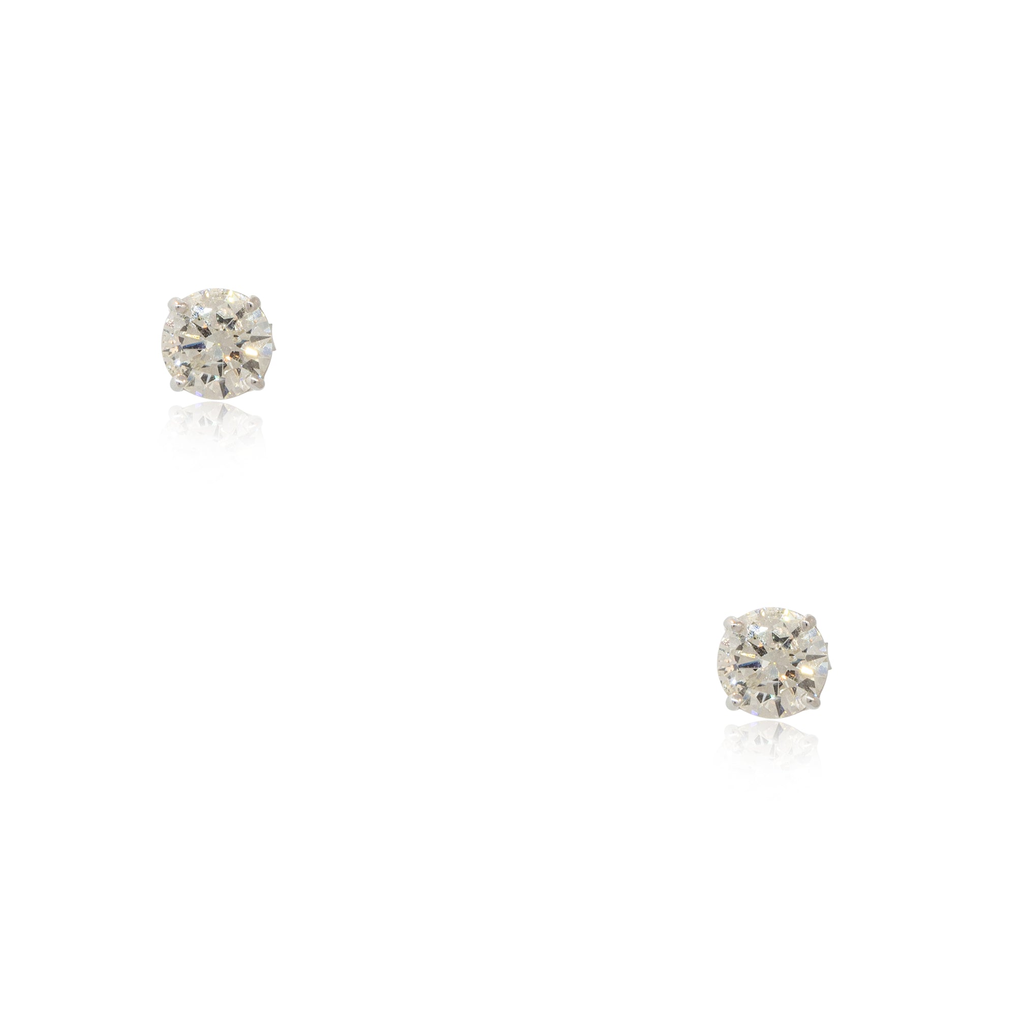 14k White Gold 3.03ctw Diamond Stud Earrings