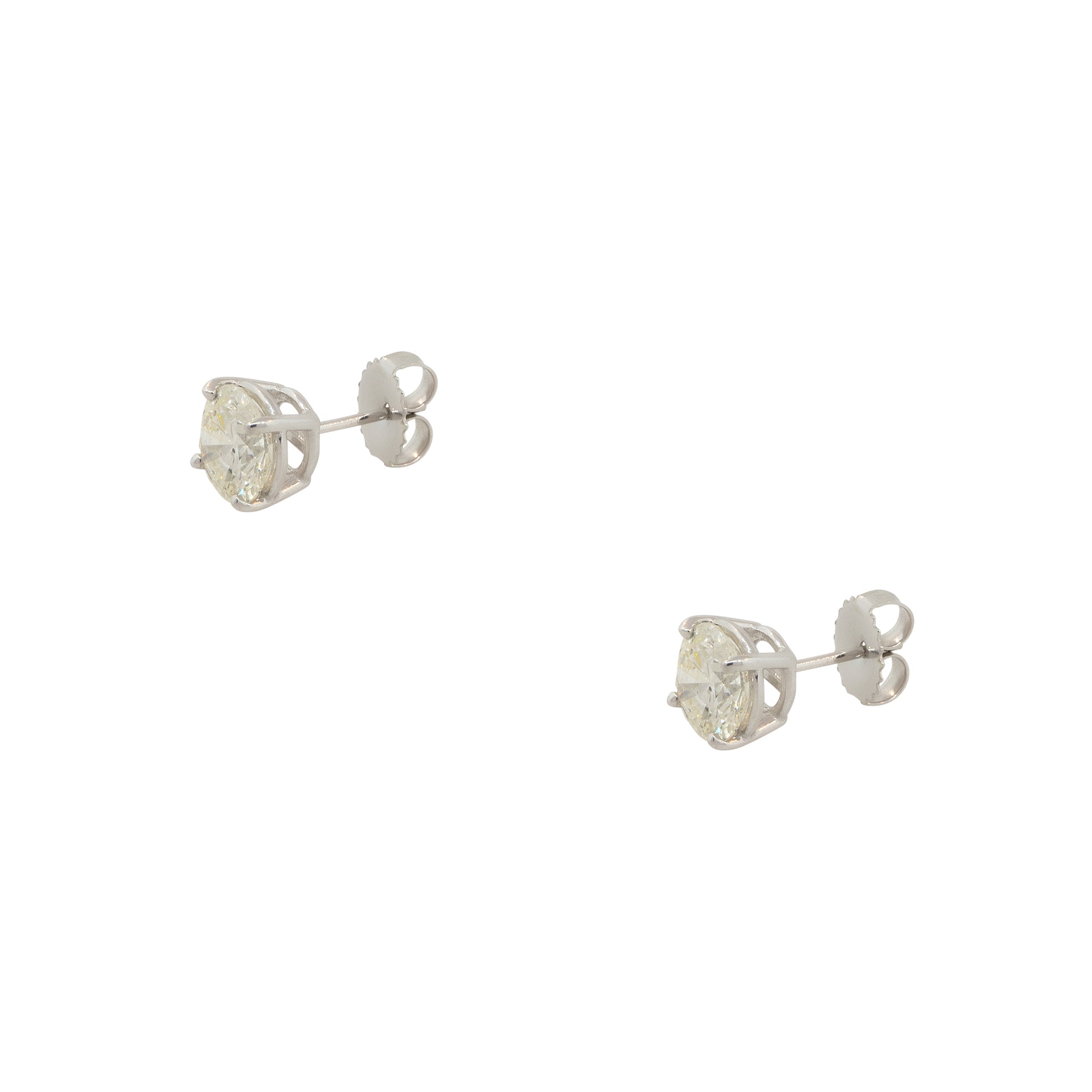 14k White Gold 3.03ctw Diamond Stud Earrings