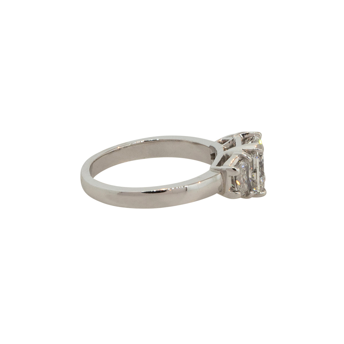 Platinum 3.04ctw Radiant Cut Diamond Engagement Ring with side Trapezoids 