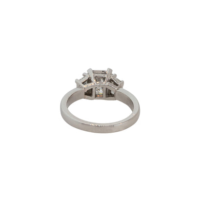 Platinum 3.04ctw Radiant Cut Diamond Engagement Ring with side Trapezoids 