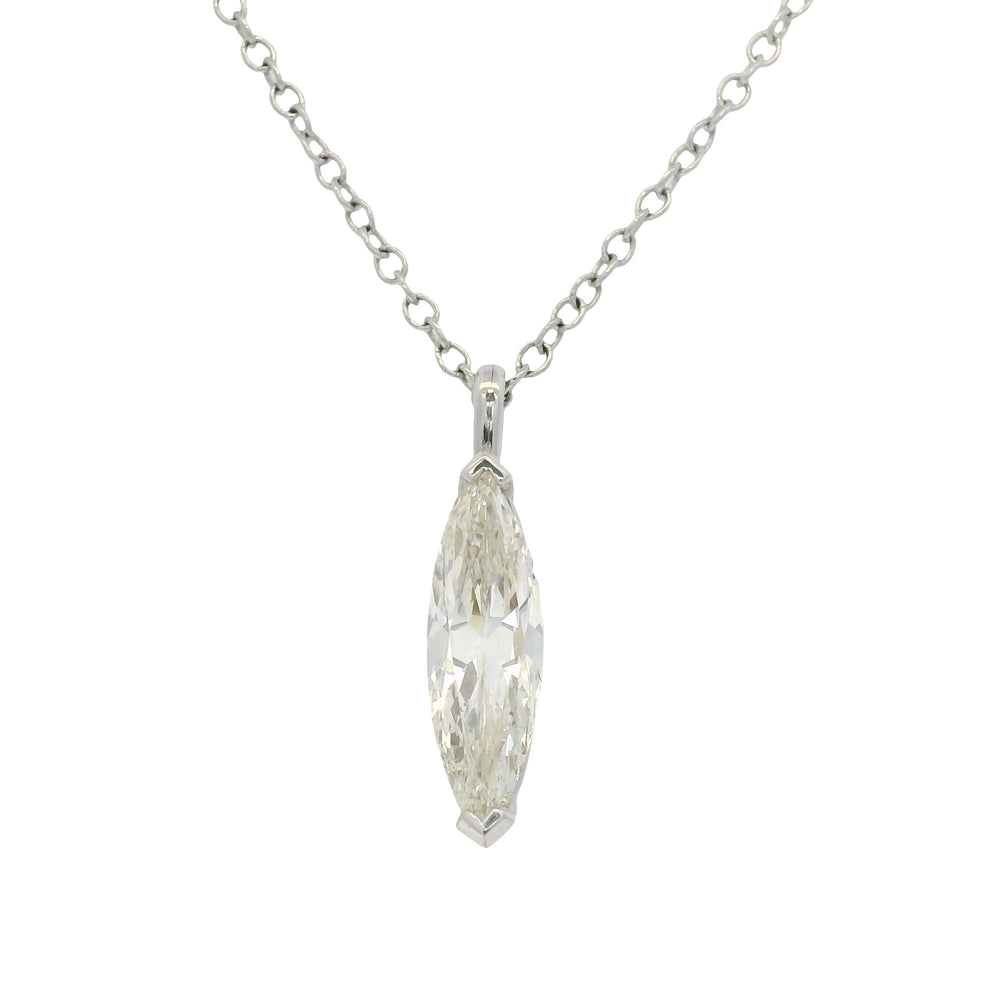 14k White Gold Natural Marquise Cut Diamond Necklace — product photo 2