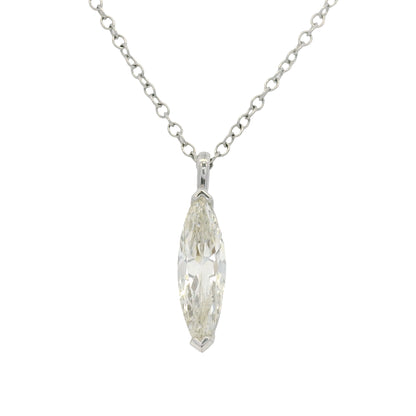 14k White Gold Natural Marquise Cut Diamond Necklace