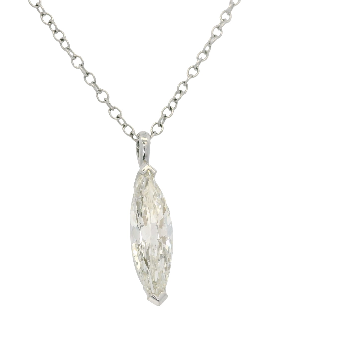 14k White Gold Natural Marquise Cut Diamond Necklace