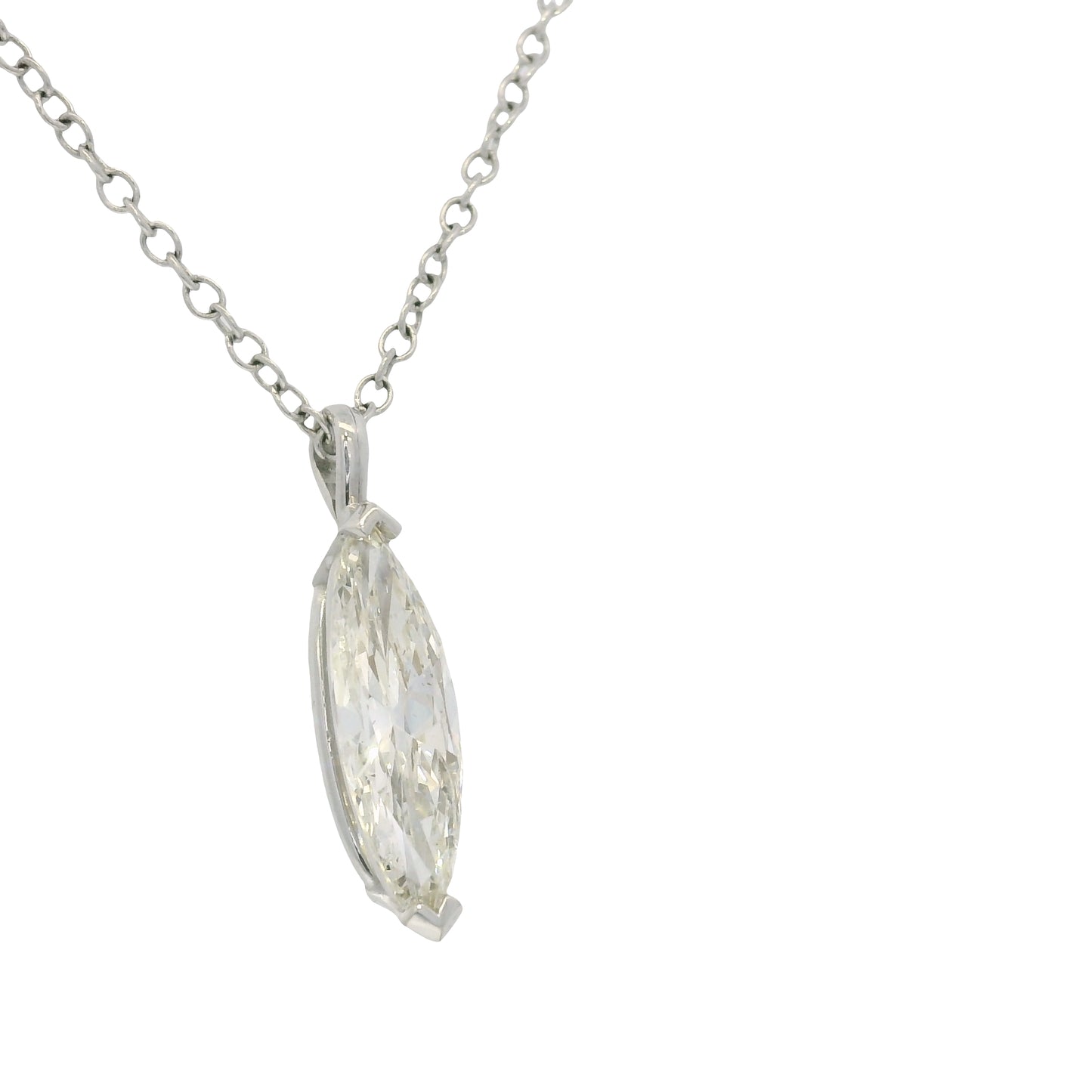 14k White Gold Natural Marquise Cut Diamond Necklace