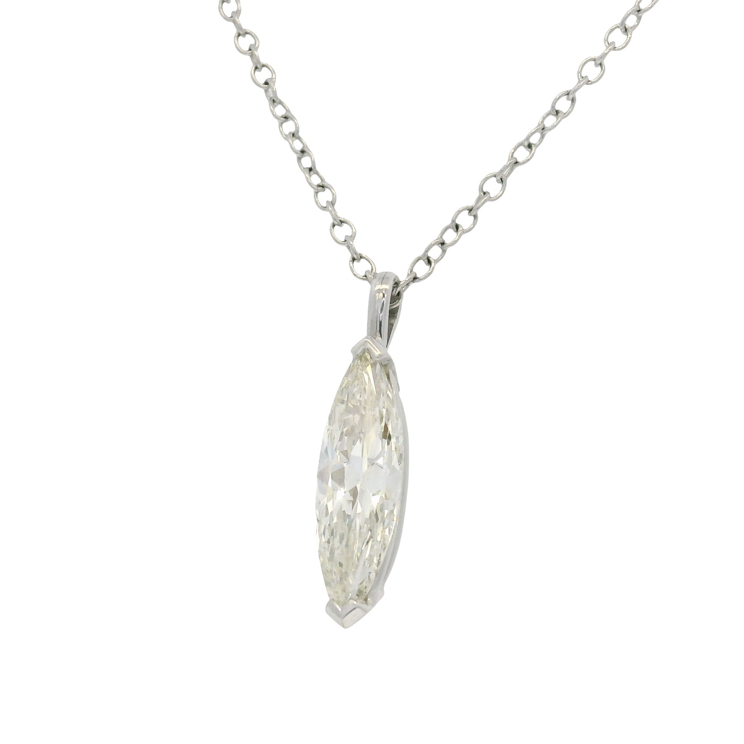 14k White Gold Natural Marquise Cut Diamond Necklace