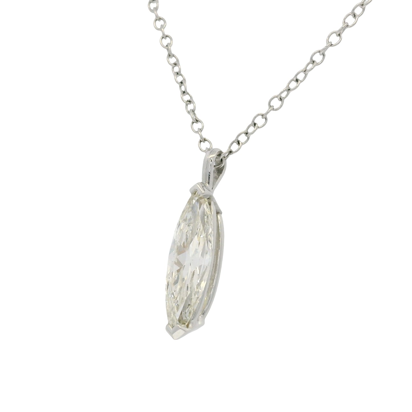 14k White Gold Natural Marquise Cut Diamond Necklace