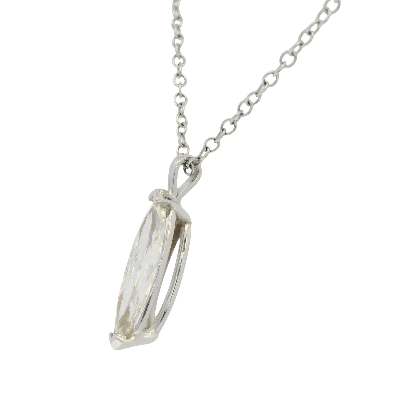 14k White Gold Natural Marquise Cut Diamond Necklace