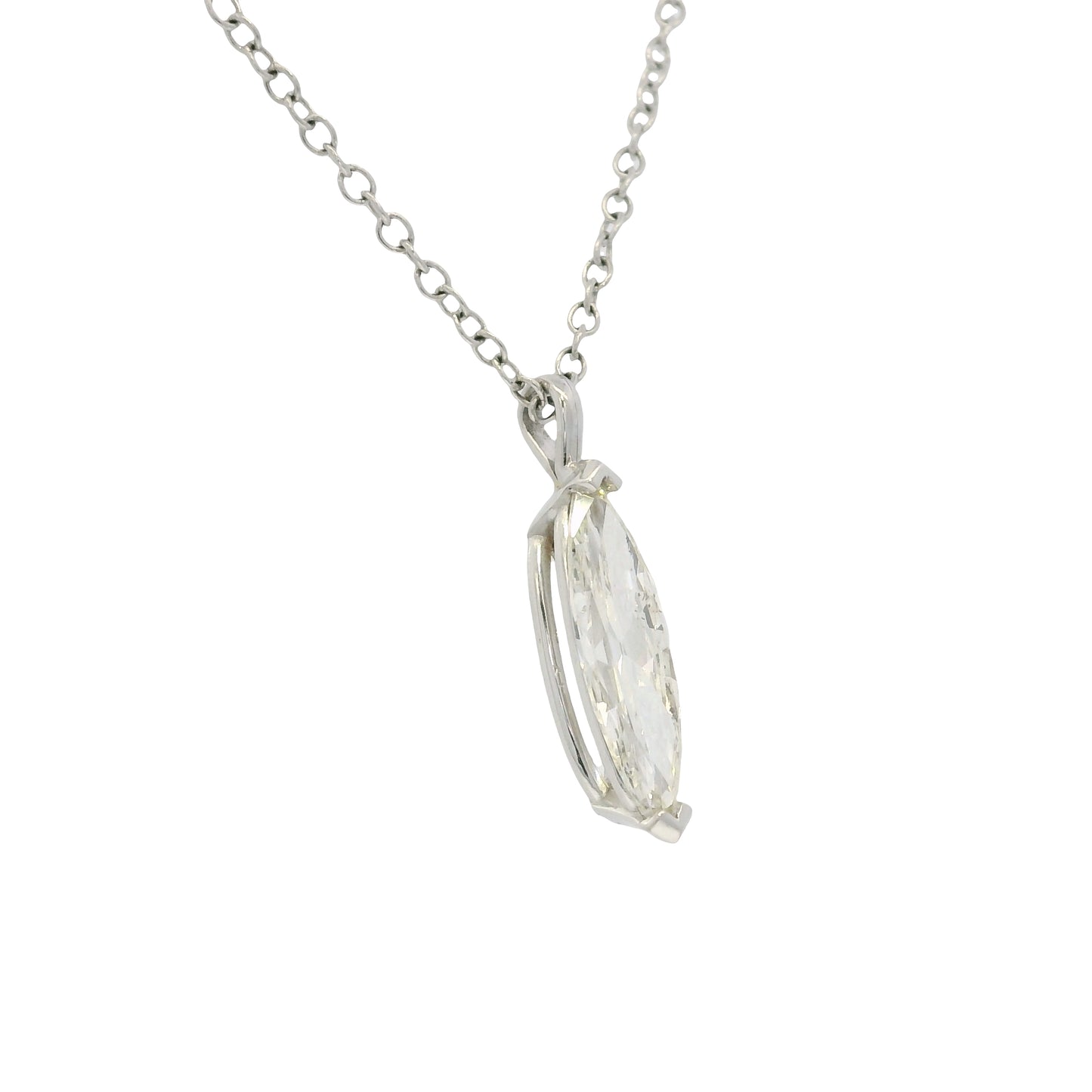 14k White Gold Natural Marquise Cut Diamond Necklace
