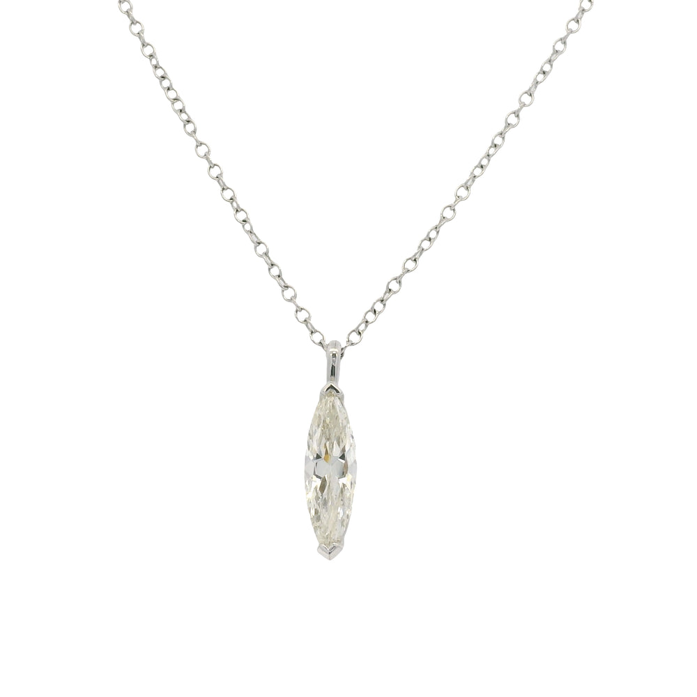 14k White Gold Natural Marquise Cut Diamond Necklace — product photo 1