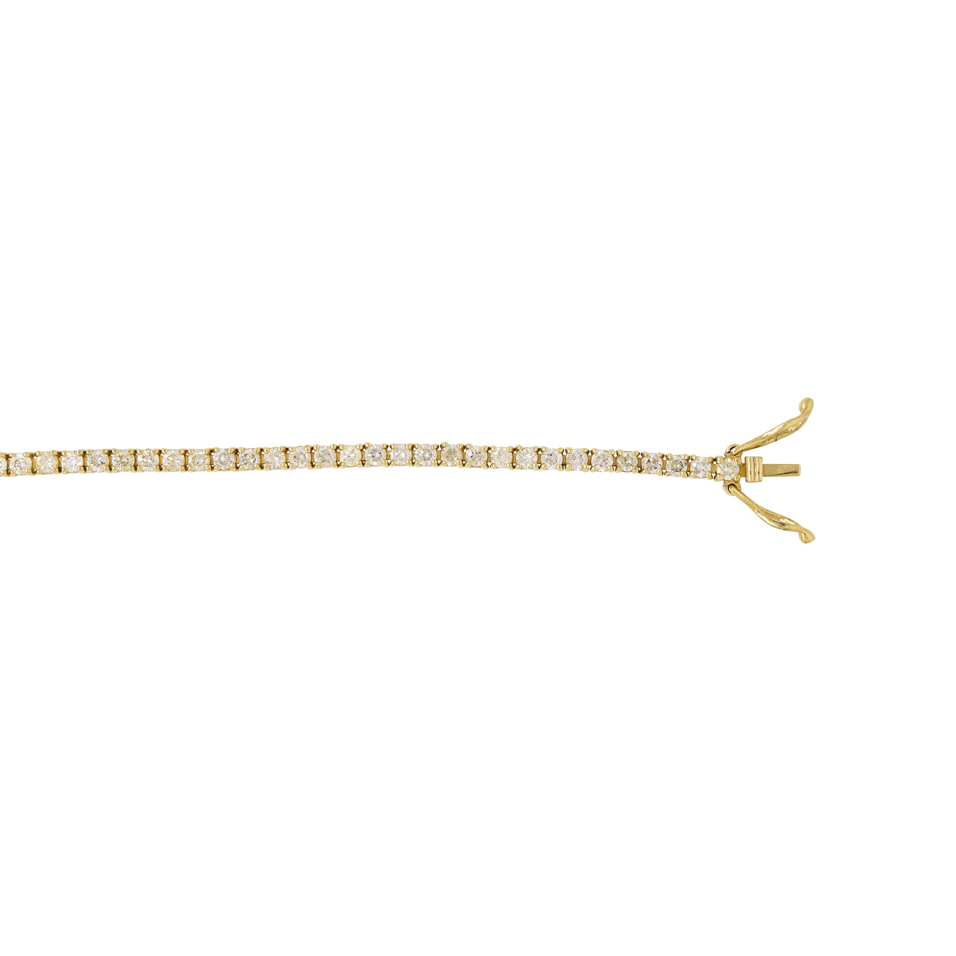 14k Yellow Gold Natural 2.53 Carat Round Brilliant Diamond Tennis Bracelet