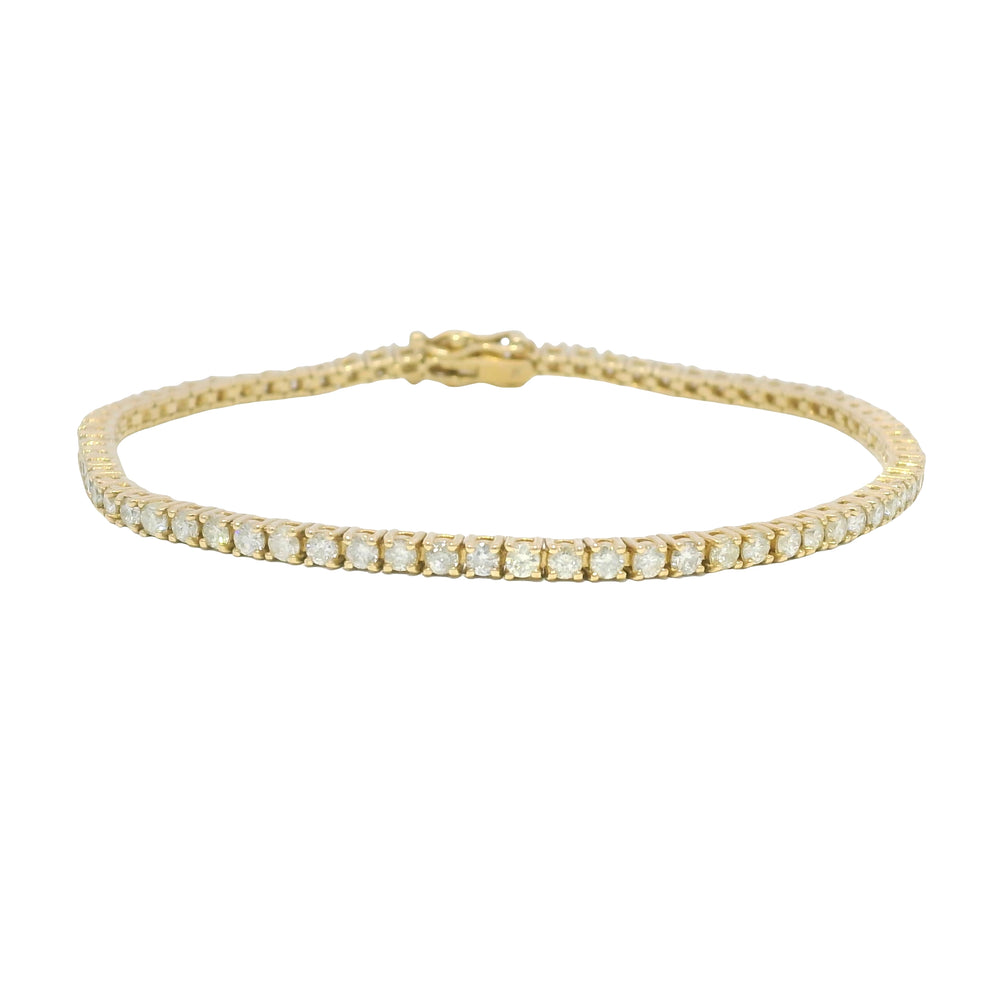 14k Yellow Gold Natural 2.53 Carat Round Brilliant Diamond Tennis Bracelet — product photo 1