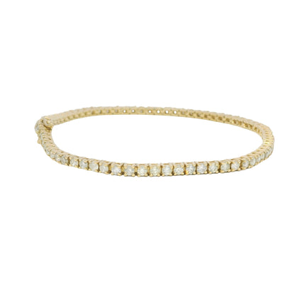 14k Yellow Gold Natural 2.53 Carat Round Brilliant Diamond Tennis Bracelet