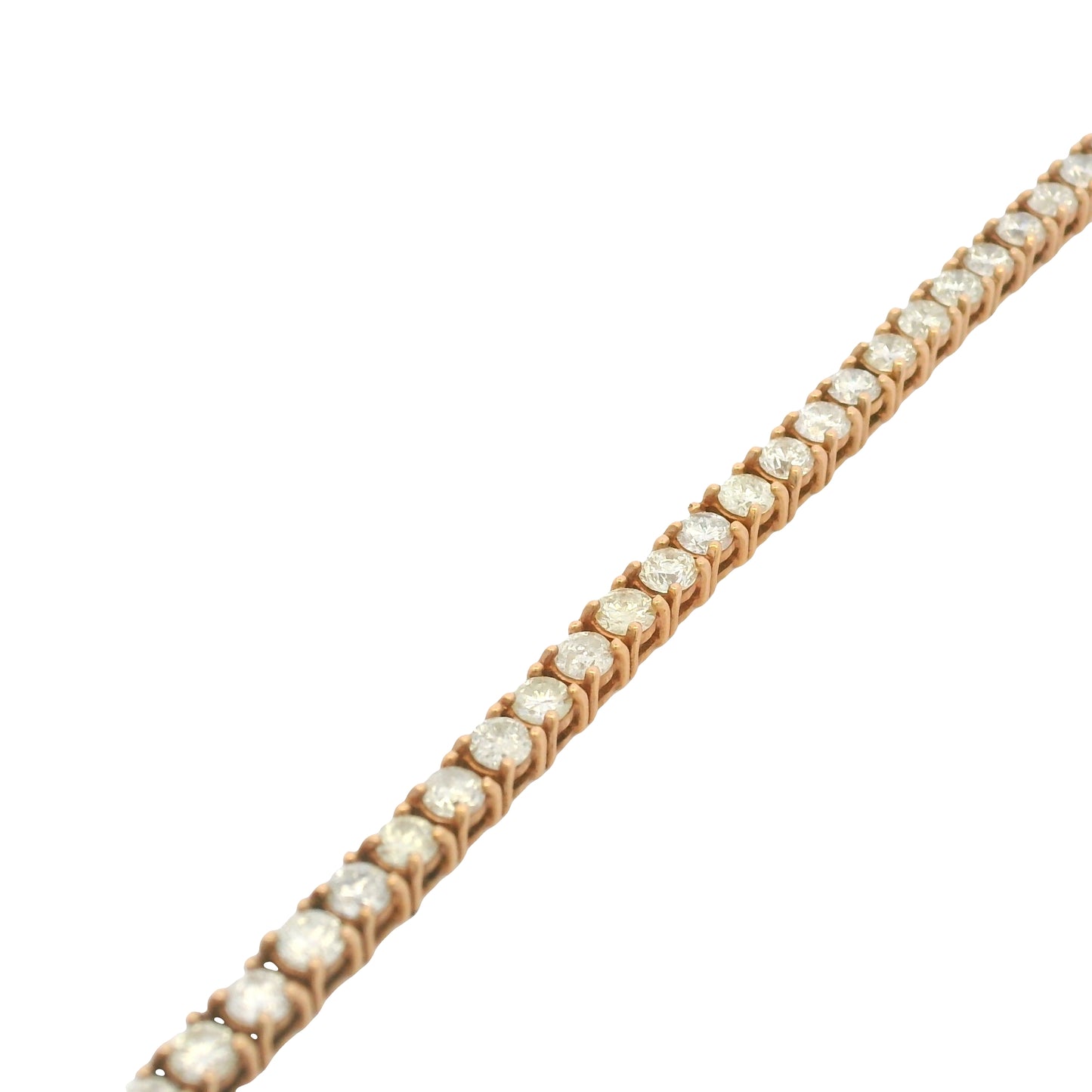 14K Rose Gold Natural 3.32 Carats Round Brilliant Cut Diamond Tennis Bracelet
