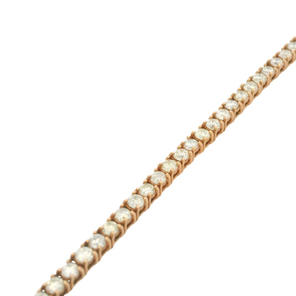 14K Rose Gold Natural 3.32 Carats Round Brilliant Cut Diamond Tennis Bracelet